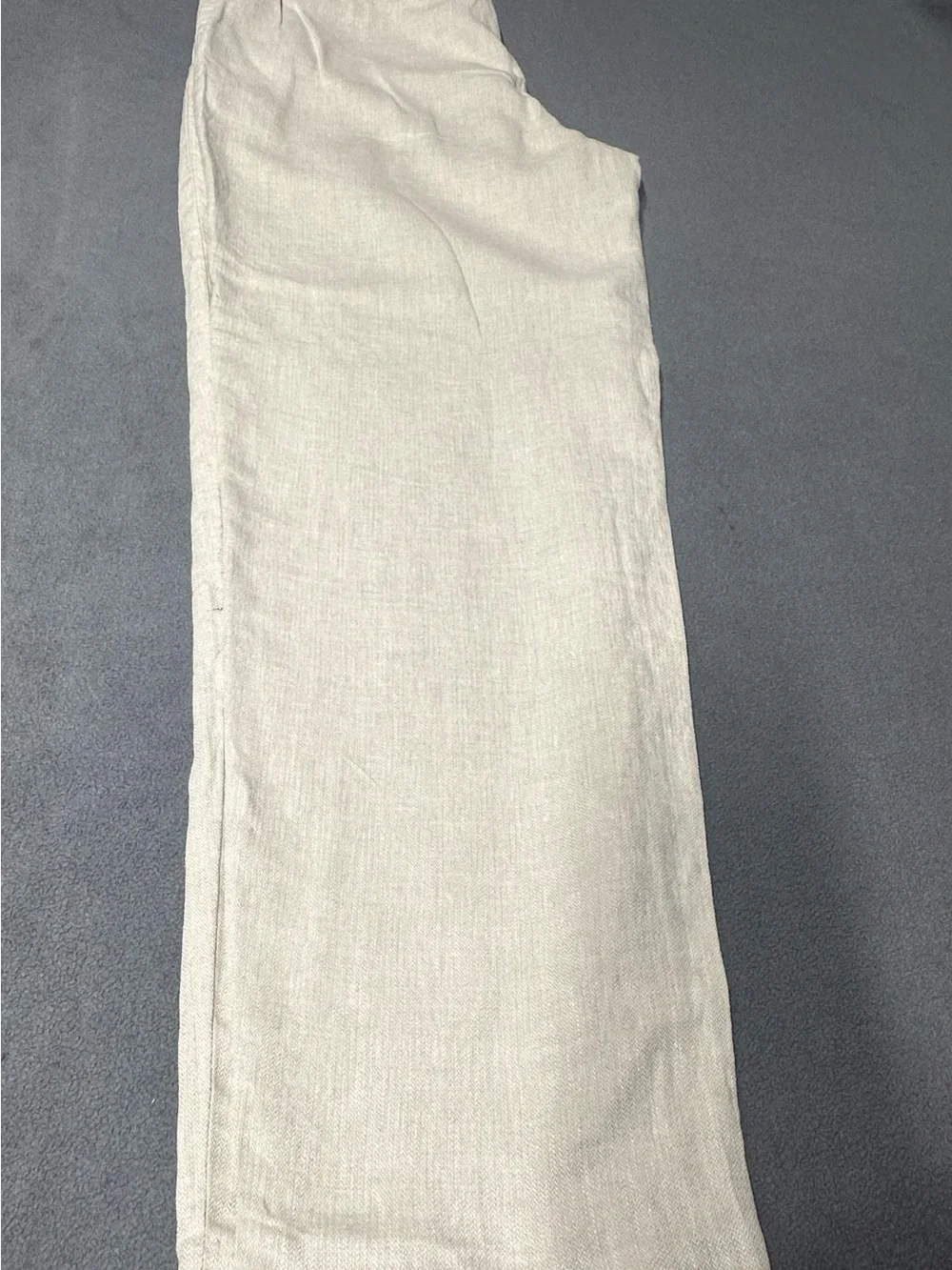 H&M Women's Light Cream Linen-Blend Tapered Pants